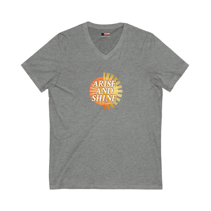 Arise and Shine Women’s Unisex Jersey Short Sleeve V-Neck Tee