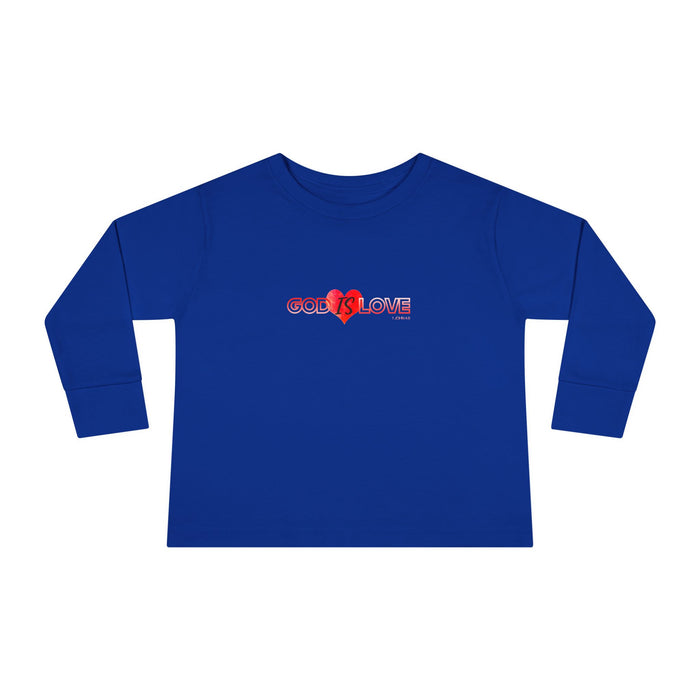 God is Love Cute Heart Toddler Long Sleeve Tee, Kids Gift, Valentine's Day Outfit, Baby Shower, Everyday Wear, Playtime Shirt