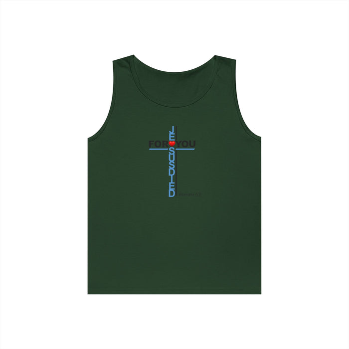 Jesus Died For You Cross Graphic Tank Top — Minimalist Love Typography Sleeveless Shirt