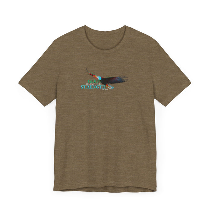 God Renews My Strength Men’s Unisex T-Shirt - Inspirational Eagle Design