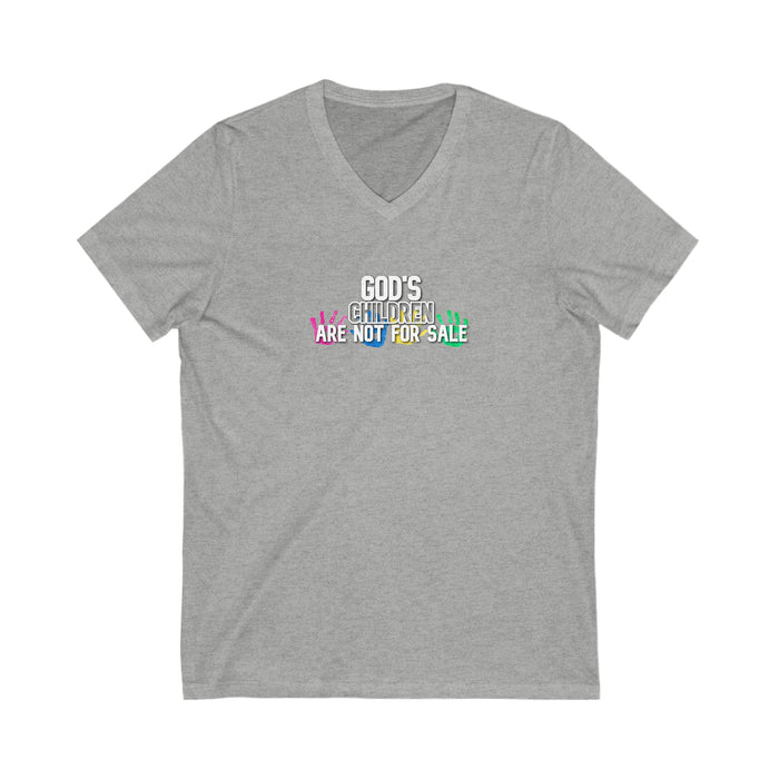 God’s Children are Not for Sale Unisex Jersey Short Sleeve V-Neck Tee