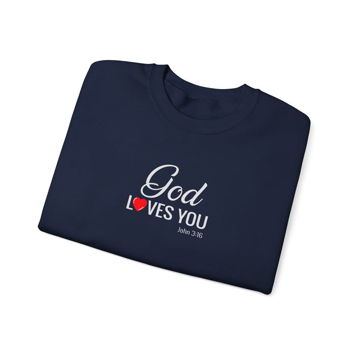 God Loves You Crewneck Sweatshirt — Inspirational Christian Message (John 3:16)