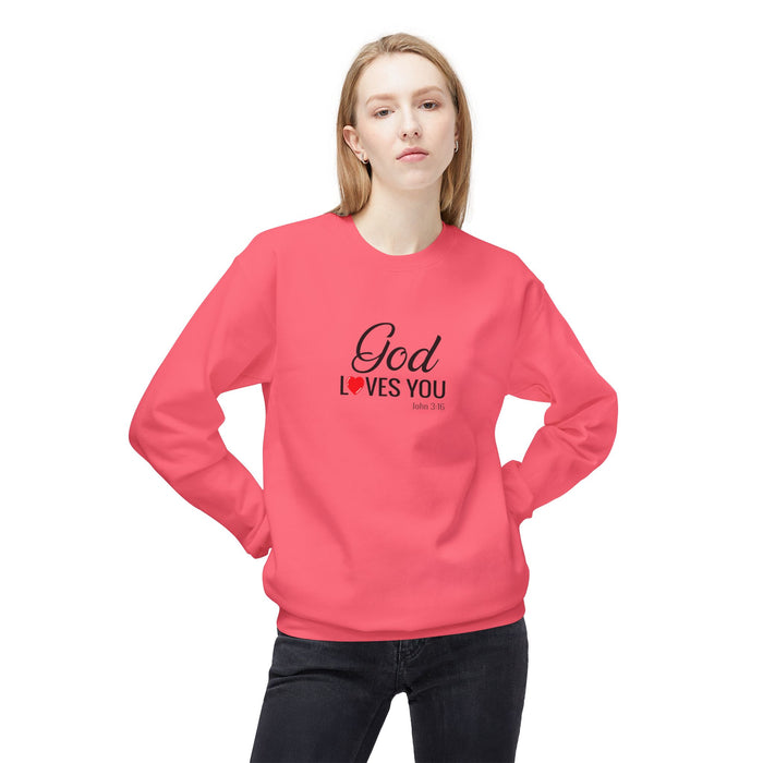 Crewneck Sweatshirt — "God Loves You" Christian Faith Pullover