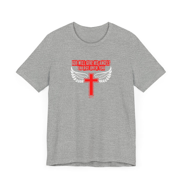 God Will Give His Angels Charge Over You Men’s Unisex Jersey Short Sleeve Tee