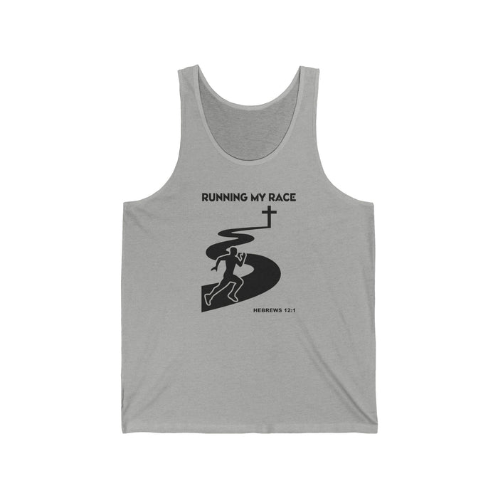 Christian 'Running My Race' Tank Top — Scripture-Inspired Faith & Fitness Shirt