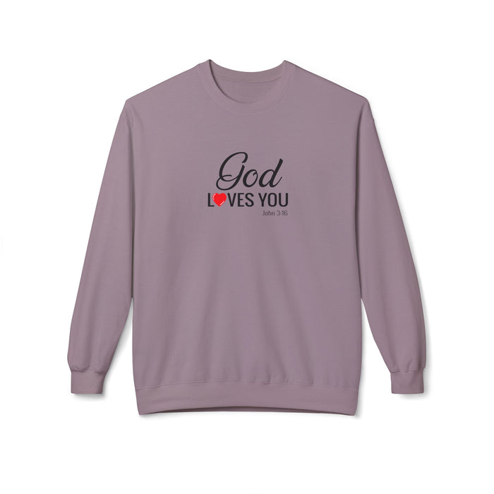 Crewneck Sweatshirt — "God Loves You" Christian Faith Pullover