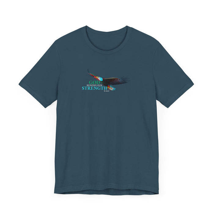 God Renews My Strength Men’s Unisex T-Shirt - Inspirational Eagle Design