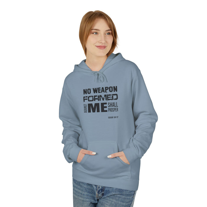 Inspirational Fleece Hoodie - "No Weapon Formed Against Me Shall Prosper"