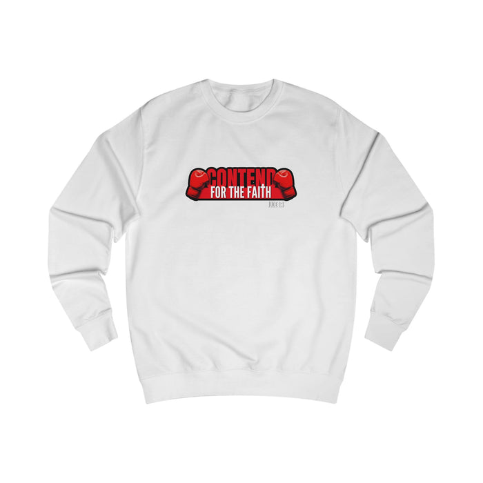 Crewneck Sweatshirt - "Contend For The Faith" Boxing Gloves Christian Graphic