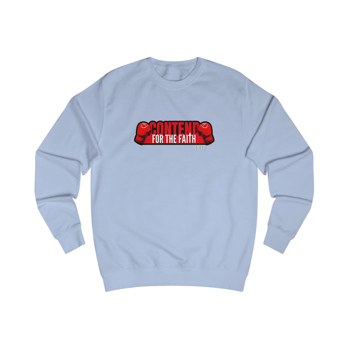 Crewneck Sweatshirt - "Contend For The Faith" Boxing Gloves Christian Graphic