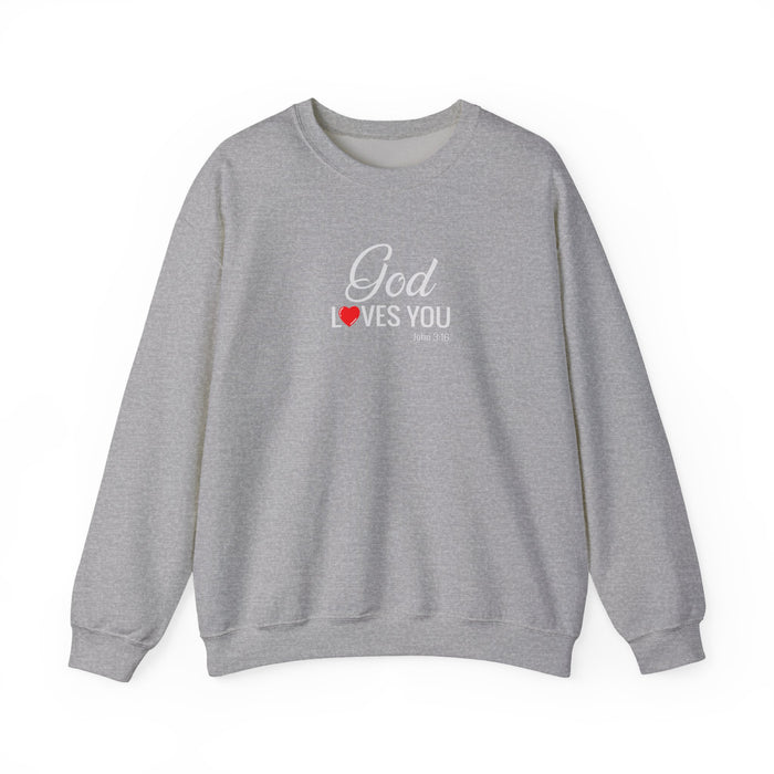 God Loves You Crewneck Sweatshirt — Inspirational Christian Message (John 3:16)