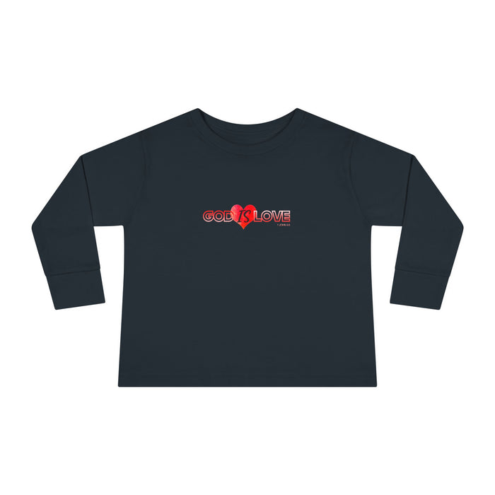 God is Love Cute Heart Toddler Long Sleeve Tee, Kids Gift, Valentine's Day Outfit, Baby Shower, Everyday Wear, Playtime Shirt
