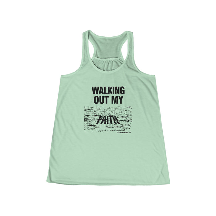 Walking Out My Faith - Women’s Flowy Racerback Tank Top
