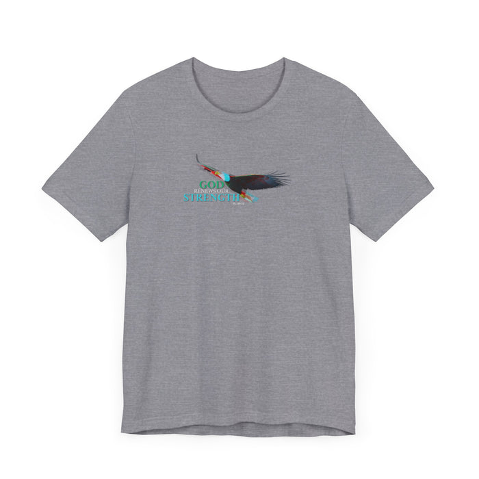 God Renews My Strength Men’s Unisex T-Shirt - Inspirational Eagle Design