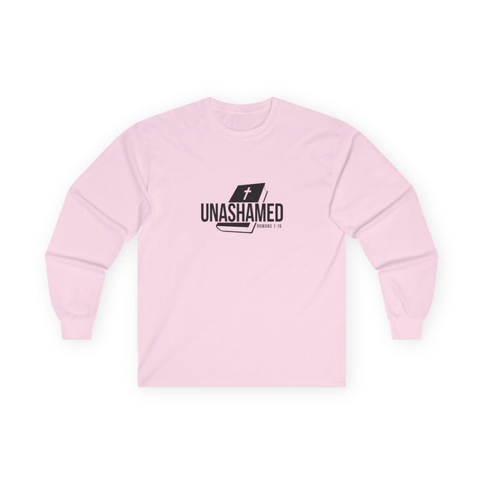 Unashamed Women’s Unisex Long Sleeve Tee - Unashamed Faith Shirt for Believers, Christian Apparel, Inspirational Gift, Casual Wear, Spiritual Fashion