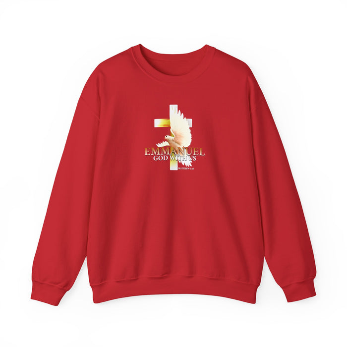 Emmanuel 'God With Us' Crewneck Sweatshirt — Christian Faith Cross Design