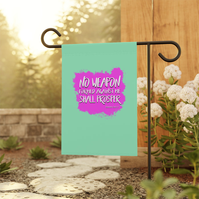 Garden Flag — "No Weapon Formed Against Me Shall Prosper" Inspirational Yard Banner