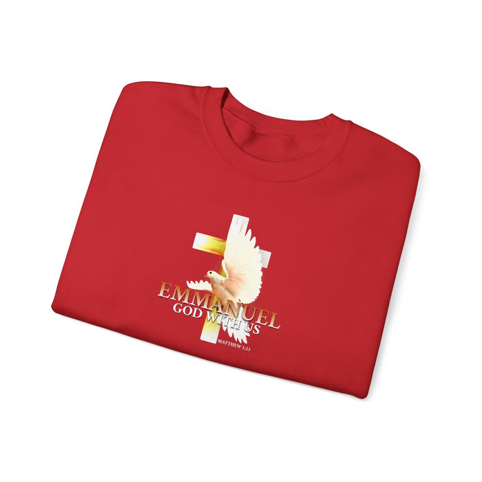 Emmanuel 'God With Us' Crewneck Sweatshirt — Christian Faith Cross Design