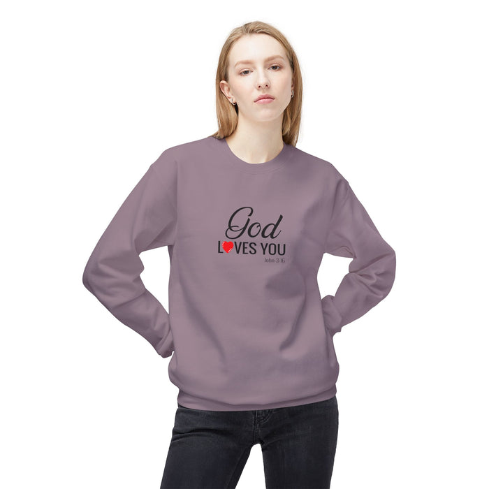 Crewneck Sweatshirt — "God Loves You" Christian Faith Pullover