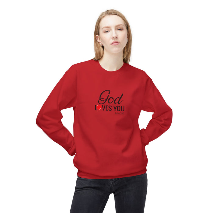 Crewneck Sweatshirt — "God Loves You" Christian Faith Pullover