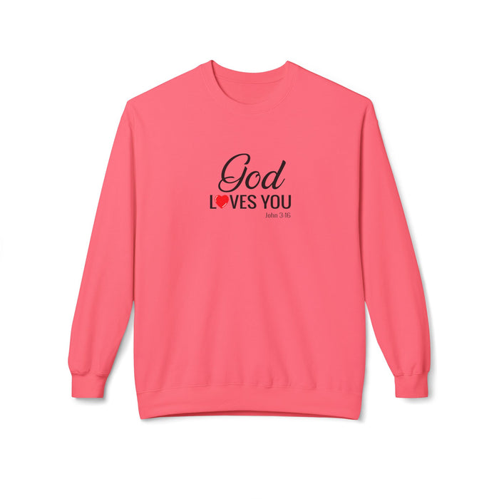 Crewneck Sweatshirt — "God Loves You" Christian Faith Pullover