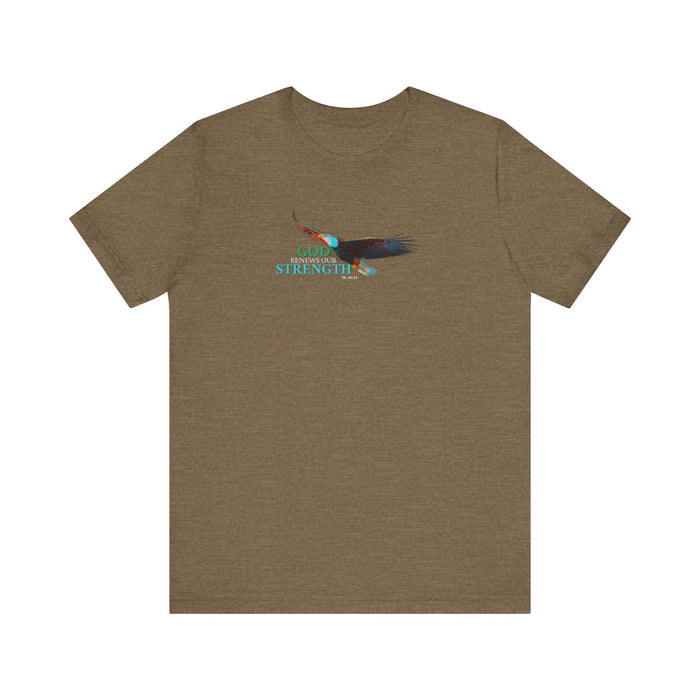 God Renews My Strength Men’s Unisex T-Shirt - Inspirational Eagle Design