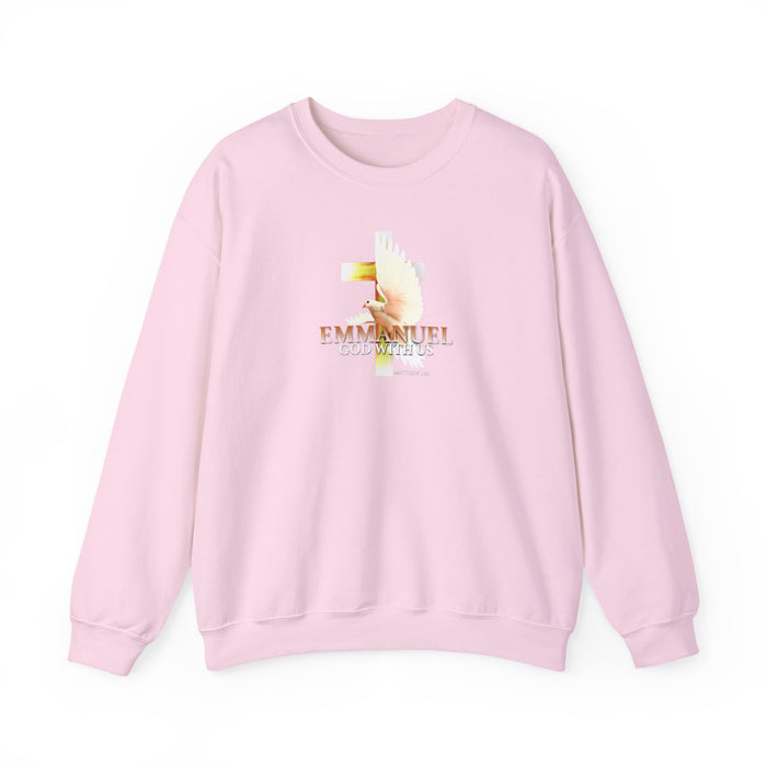 Emmanuel 'God With Us' Crewneck Sweatshirt — Christian Faith Cross Design