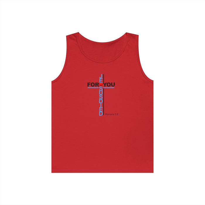 Jesus Died For You Cross Graphic Tank Top — Minimalist Love Typography Sleeveless Shirt
