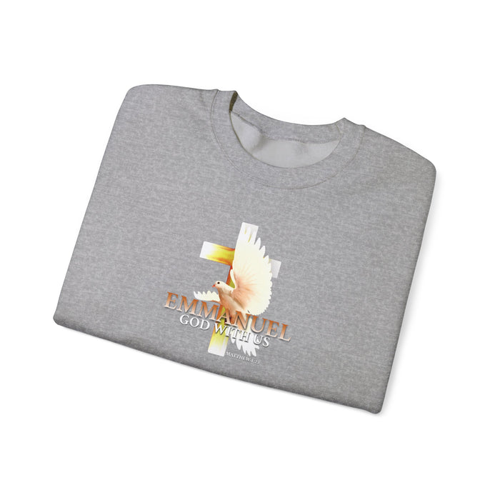 Emmanuel 'God With Us' Crewneck Sweatshirt — Christian Faith Cross Design