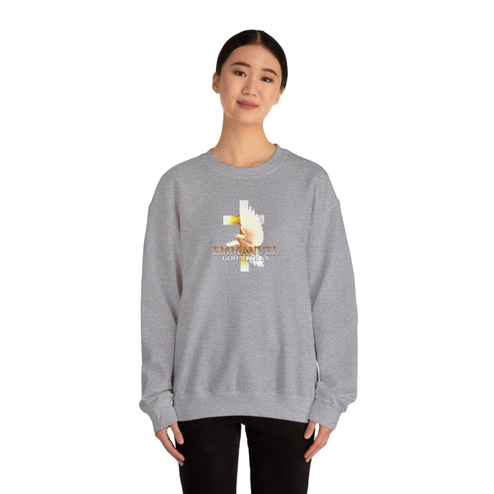 Emmanuel 'God With Us' Crewneck Sweatshirt — Christian Faith Cross Design