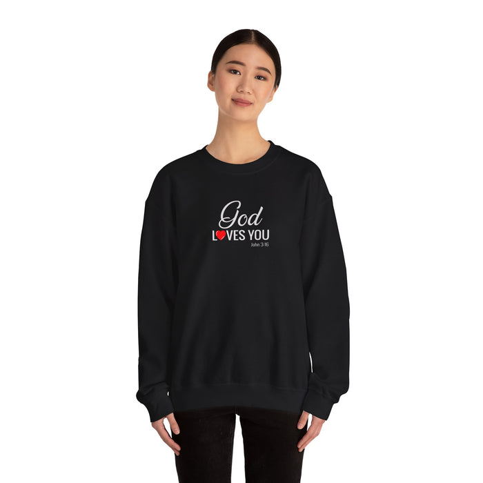 God Loves You Crewneck Sweatshirt — Inspirational Christian Message (John 3:16)