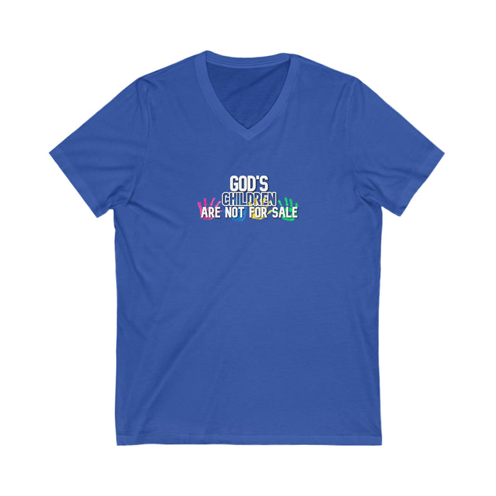 God’s Children are Not for Sale Unisex Jersey Short Sleeve V-Neck Tee