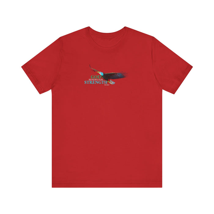 God Renews My Strength Men’s Unisex T-Shirt - Inspirational Eagle Design