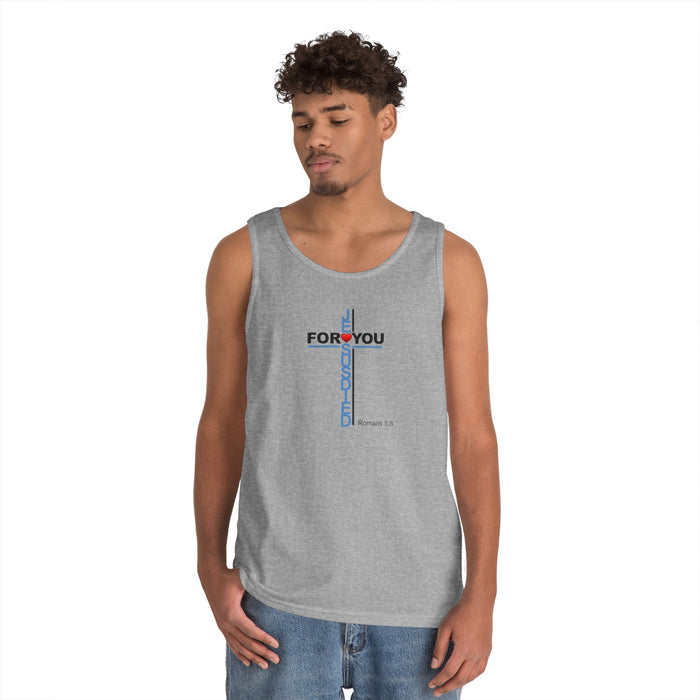 Jesus Died For You Cross Graphic Tank Top — Minimalist Love Typography Sleeveless Shirt