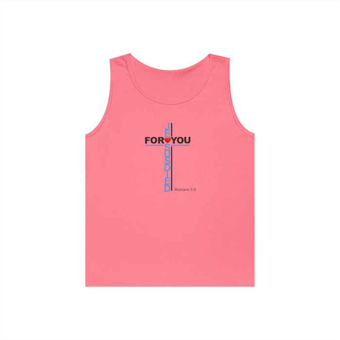 Jesus Died For You Cross Graphic Tank Top — Minimalist Love Typography Sleeveless Shirt