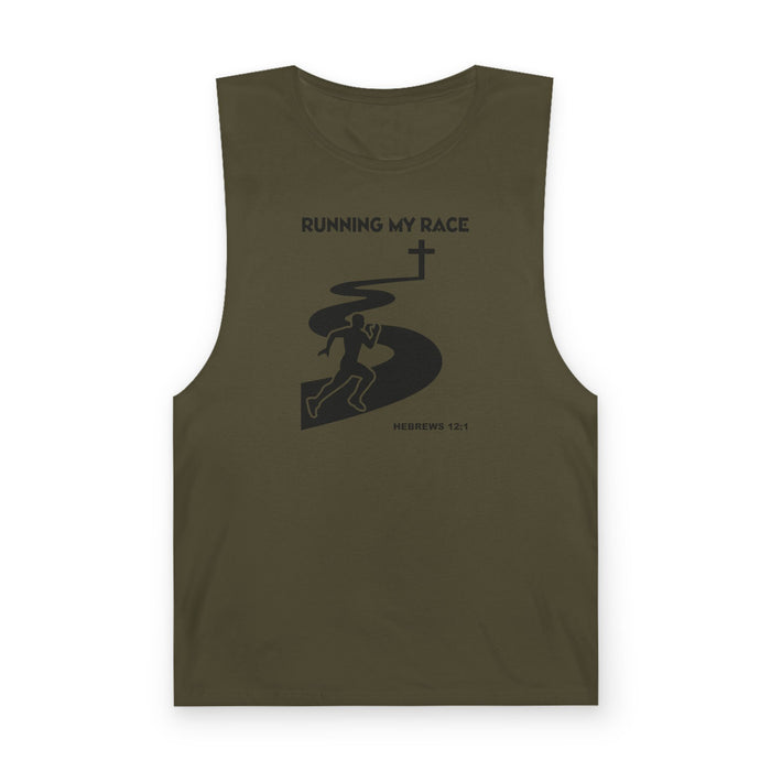 Running My Race Tank Top — Christian Faith & Running Graphic Tank (Hebrews 12:1)
