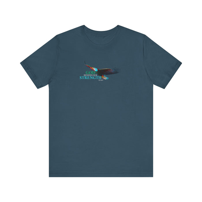 God Renews My Strength Men’s Unisex T-Shirt - Inspirational Eagle Design