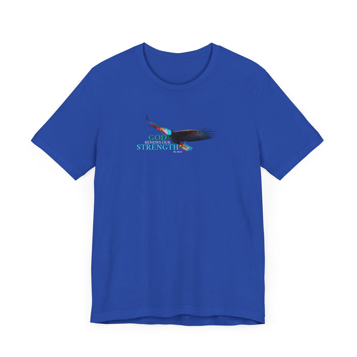 God Renews My Strength Men’s Unisex T-Shirt - Inspirational Eagle Design