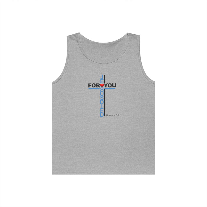Jesus Died For You Cross Graphic Tank Top — Minimalist Love Typography Sleeveless Shirt