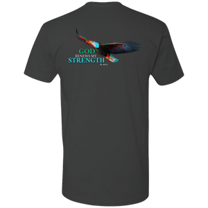 God Renews My Strength Men’s Premium Short Sleeve T-Shirt (Back Design)
