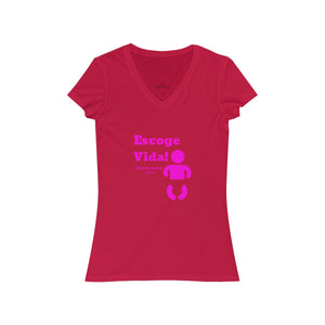 Escoge Vida Women's Jersey Short Sleeve Deep V-Neck Tee