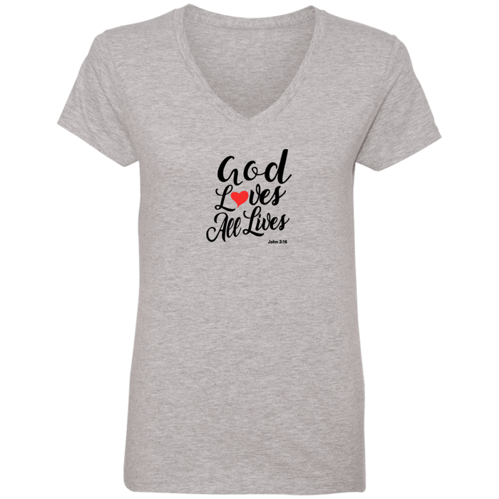 God Loves All Lives Ladies V Neck Shirt