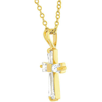 Goldtone Baguette Cross Pendant