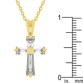 Goldtone Baguette Cross Pendant