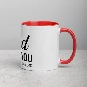 God Loves You mug with color inside